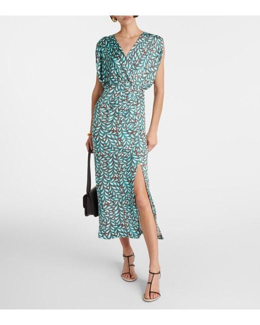 Diane von Furstenberg Green Williams Printed Jersey Midi Dress