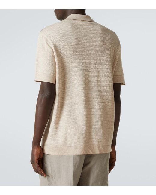 Zegna Natural Cotton, Linen, And Silk Polo Shirt for men