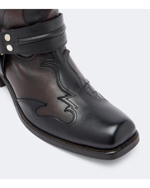 Versace Black Sylvester Leather Cowboy Boots