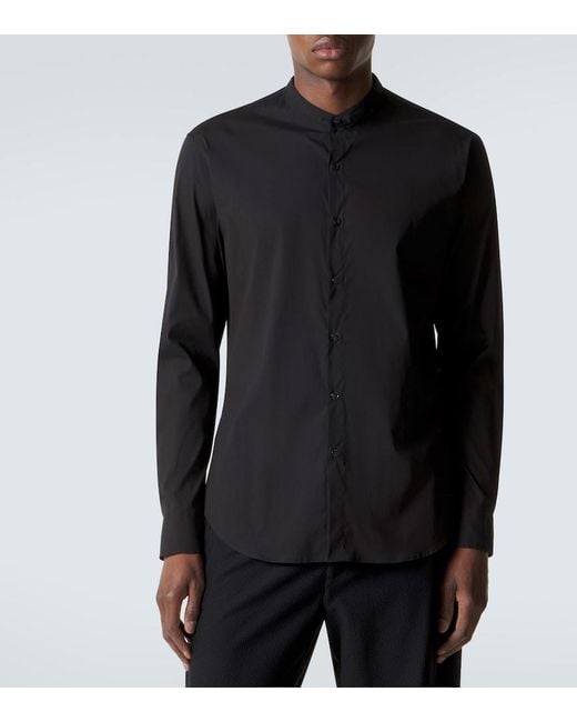 Giorgio Armani Black Icon Cotton-Blend Poplin Shirt for men