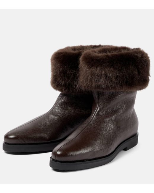 Totême  Black The Off-duty Faux Fur-lined Leather Boots