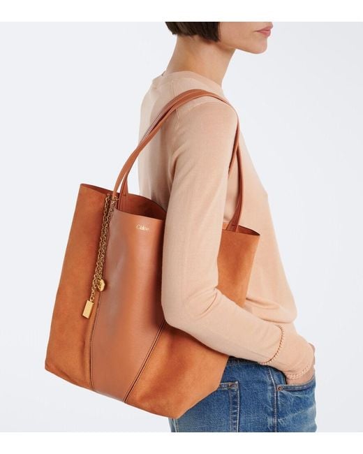 Chloé Brown Spin Medium Leather And Suede Tote Bag