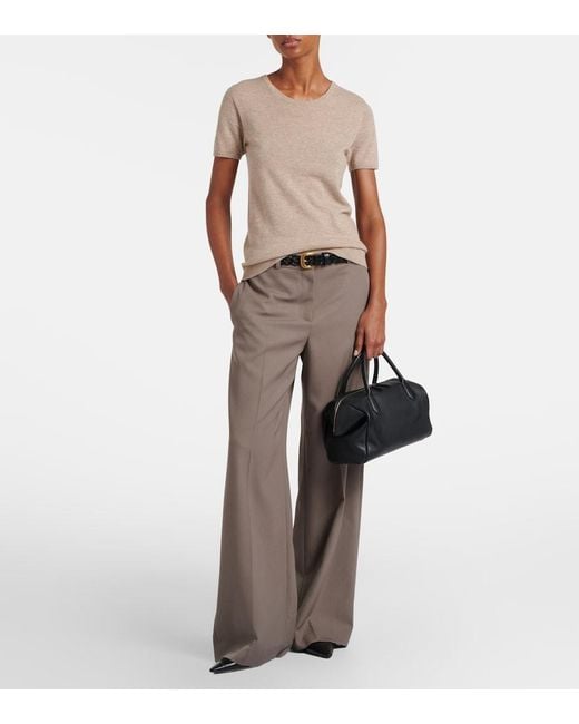 The Row Black Faye Leather Top-Handle Bag