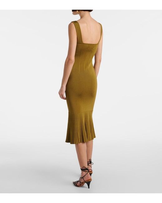 Galvan Green Atalanta Knitted Midi Dress