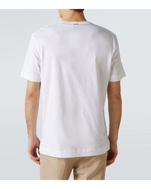 Zegna White Logo Cotton Jersey T-Shirt for men