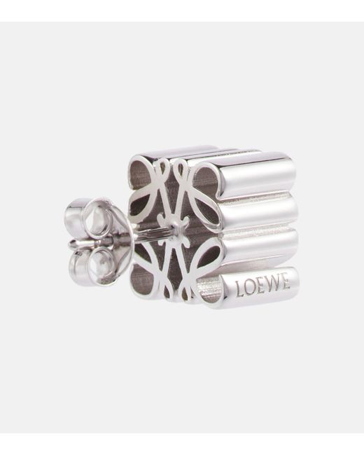 Loewe White Anagram Sterling Silver Earrings