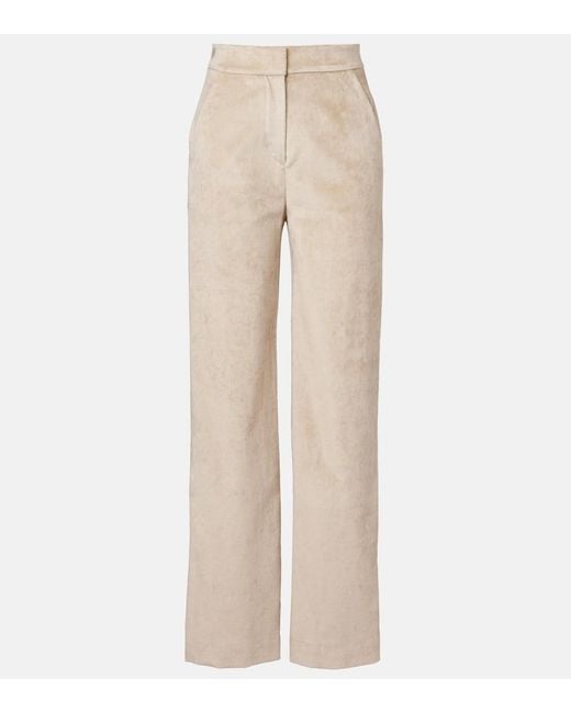 Veronica Beard Natural Grigore Cotton-Blend Corduroy Wide-Leg Pants