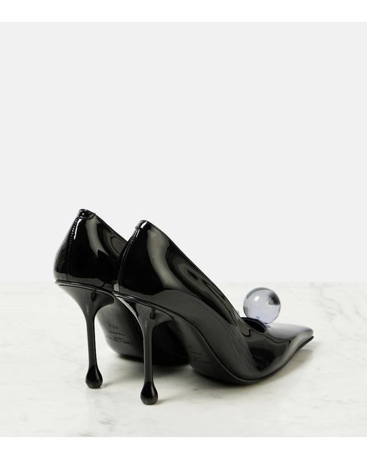 Jimmy Choo Black Orb 95 Embellished Patent Leather Pumps