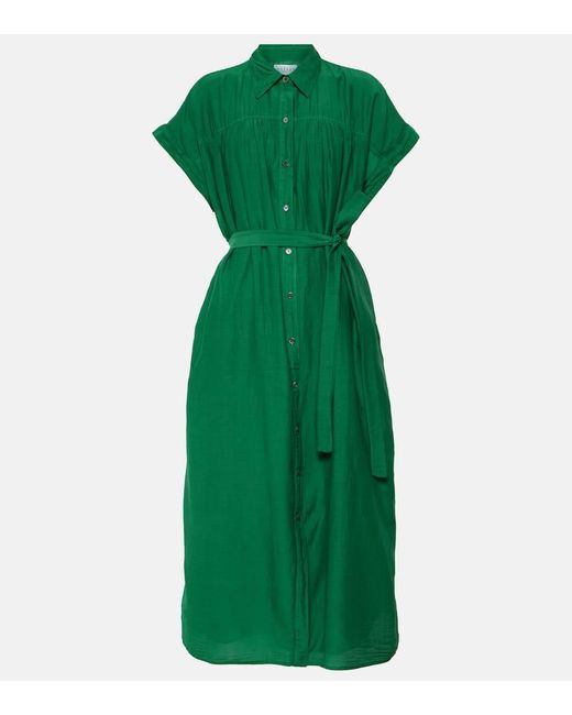 Velvet Green Marla Cotton And Silk Shirt Dress
