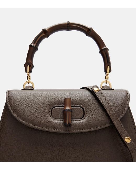 Gucci Brown Bamboo 1947 Small Leather Top-Handle Bag