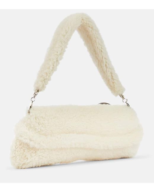 Gucci Natural Horsebit Medium Shearling Shoulder Bag