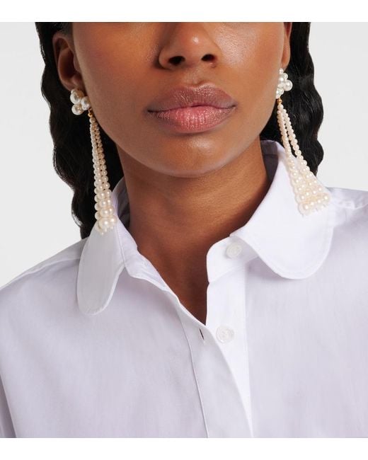 Jennifer Behr White Charlena Drop Earrings With Pearls