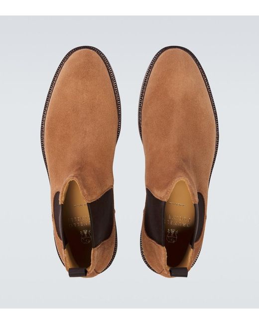 Brunello Cucinelli Brown Suede Chelsea Boots for men