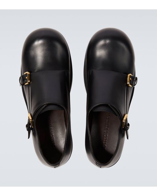 Bottega Veneta Black Helium Leather Monk Strap Shoes for men
