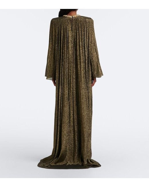 Valentino Green Embellished Silk-Blend Gown