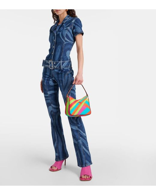 Emilio Pucci Red Iride Small Leather-Trimmed Shoulder Bag