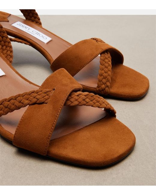 Jimmy Choo Brown Rori Braided Suede Sandals