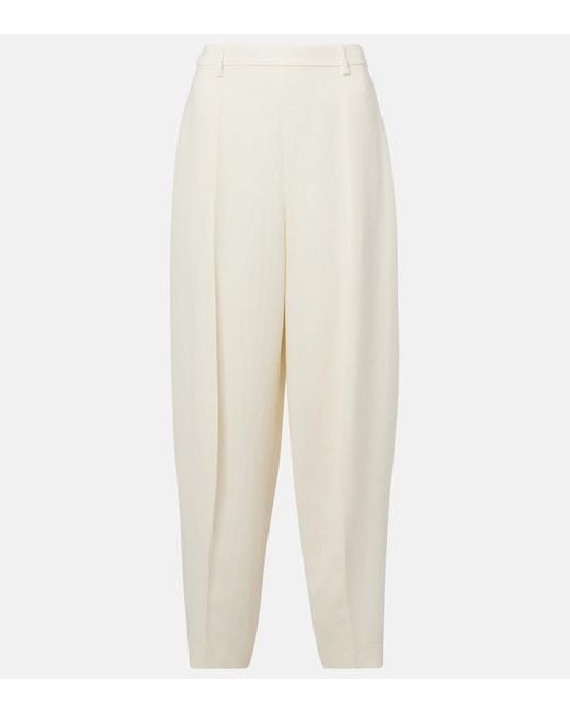 Loro Piana White Bob Linen Crepe Tapered Pants