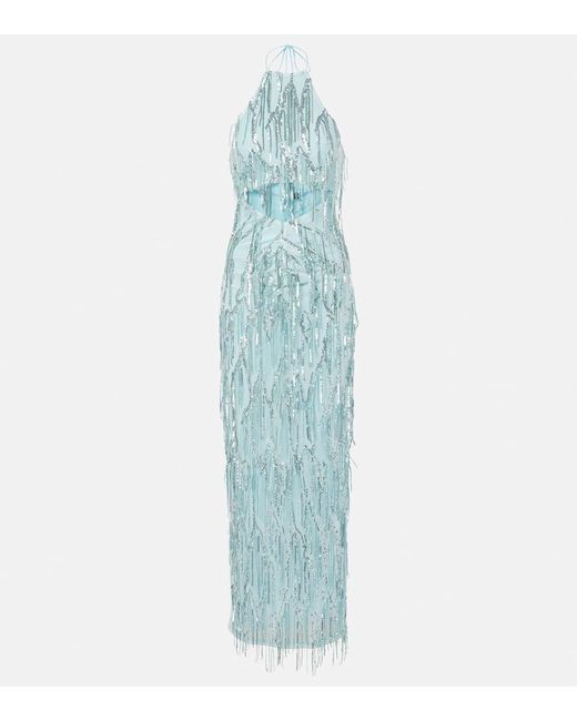 Mujer Vestido Maxi Con Cuello Halter ROTATE BIRGER CHRISTENSEN de color Blue
