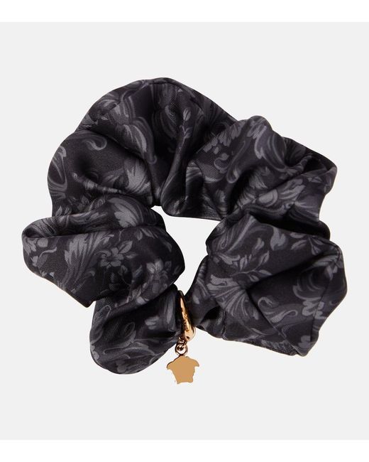 Versace Black Barocco Satin Hair Tie