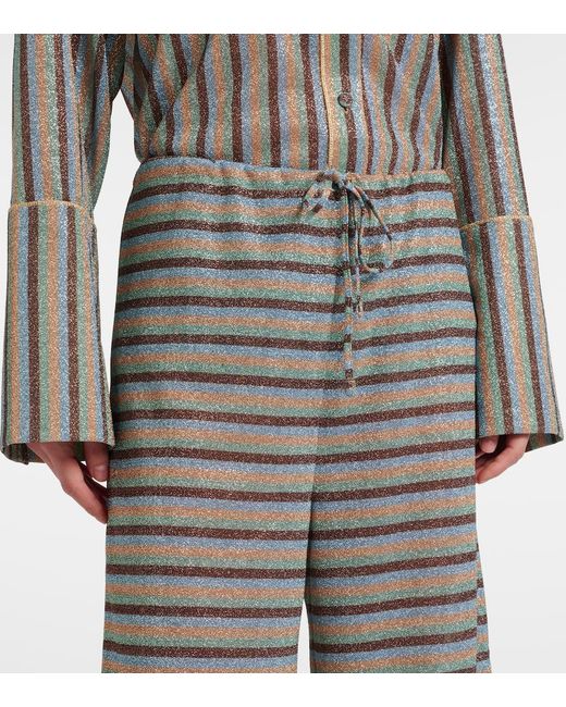 Oseree Gray Lumiere Striped Wide-Leg Pants