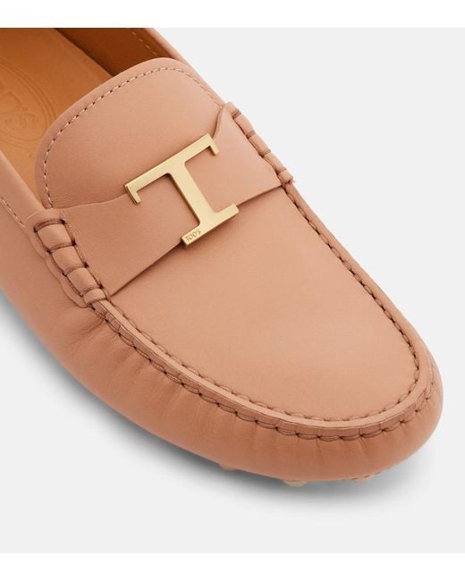 Tod's Brown Gommino Bubble Leather Driving Shoes