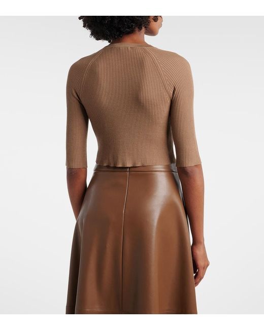 Max Mara Brown Cropped Virgin Wool Cardigan