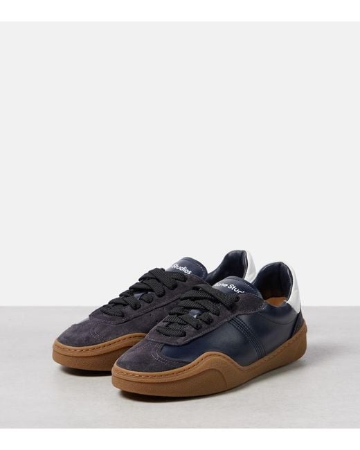 Acne Blue Sneakers Aus Leder Und Veloursleder