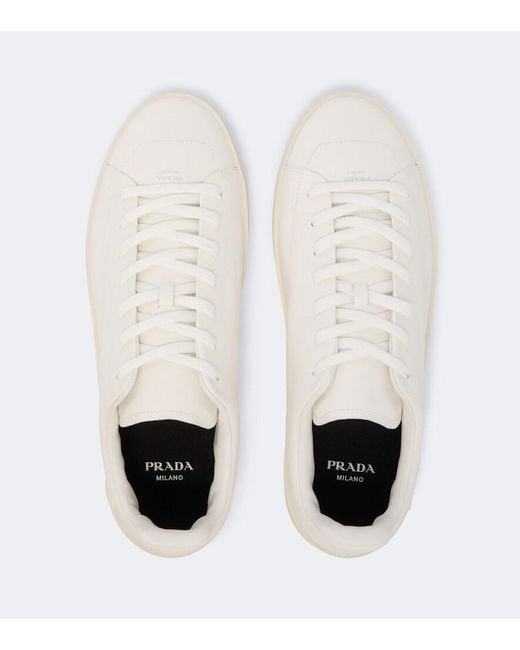 Prada White Court Leather Sneakers for men