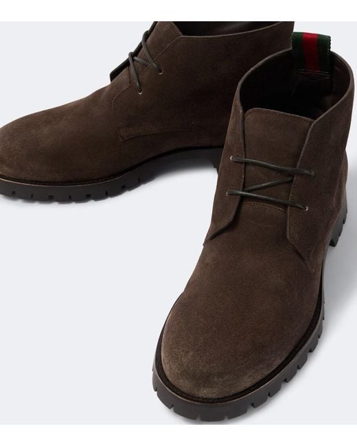 Gucci Brown Suede Desert Boots for men