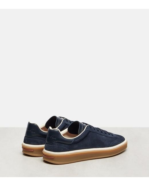 Loro Piana Blue Tennis Walk Suede Sneakers