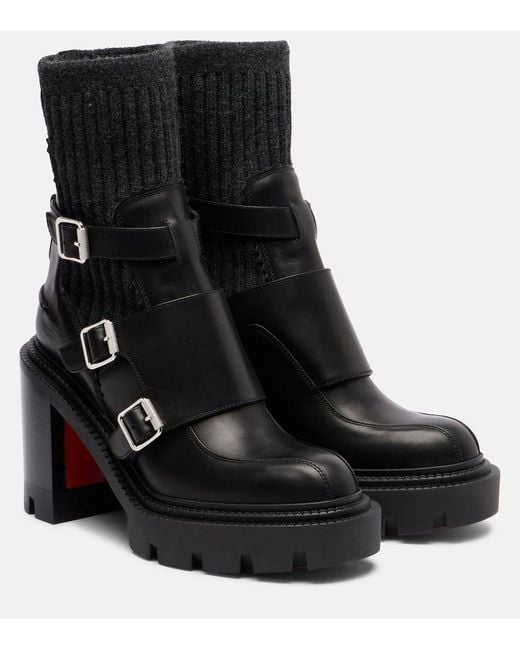 Christian Louboutin Black Cortinetta College 100 Leather Ankle Boots