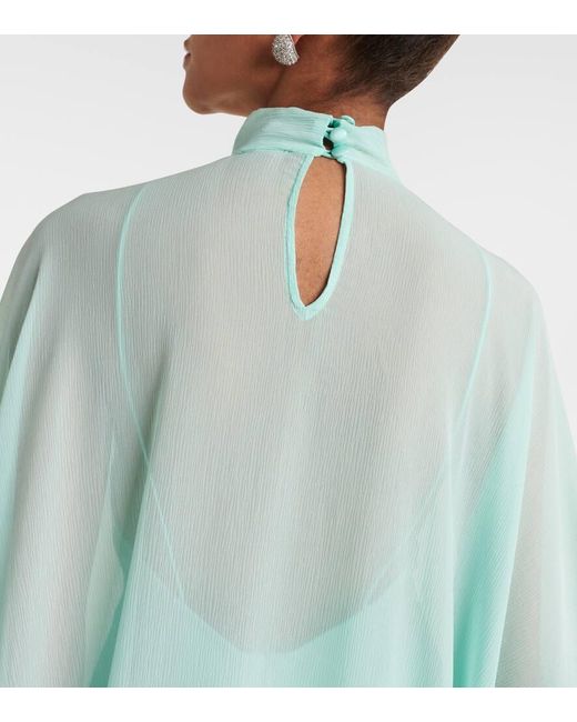 ‎Taller Marmo Green Kaftan Penelope Aus Seide Mit Federn