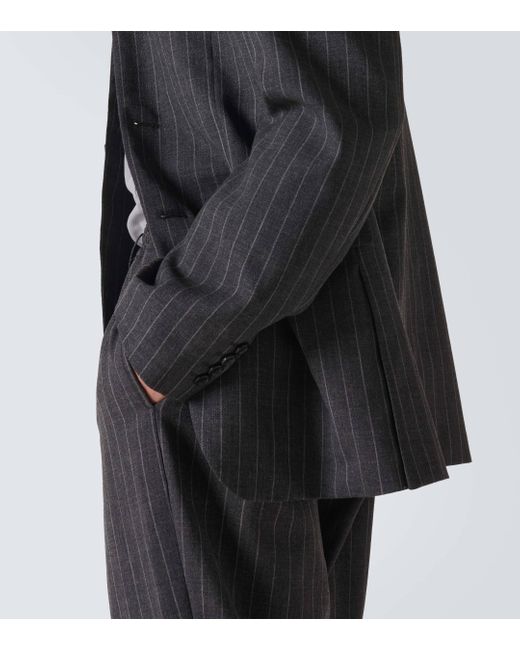 Comme des Garçons Black Pinstripe Tailored Wool Blazer for men