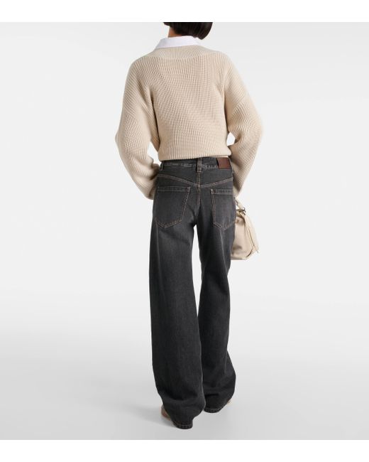 Brunello Cucinelli Gray Mid-rise Wide-leg Jeans