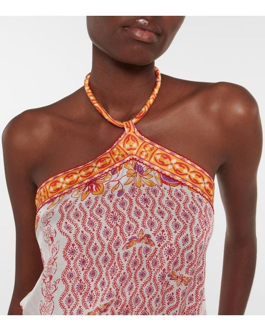 Poupette Pink Isabelle Printed Halterneck Jumpsuit