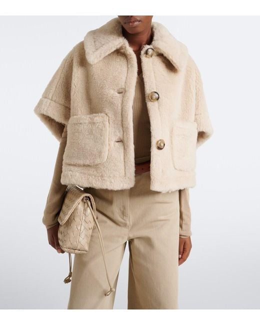 Max Mara Natural Alpaca, Wool, And Silk Teddy Cape