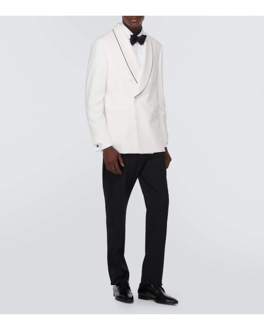 Brunello Cucinelli White Cotton Tuxedo Jacket for men