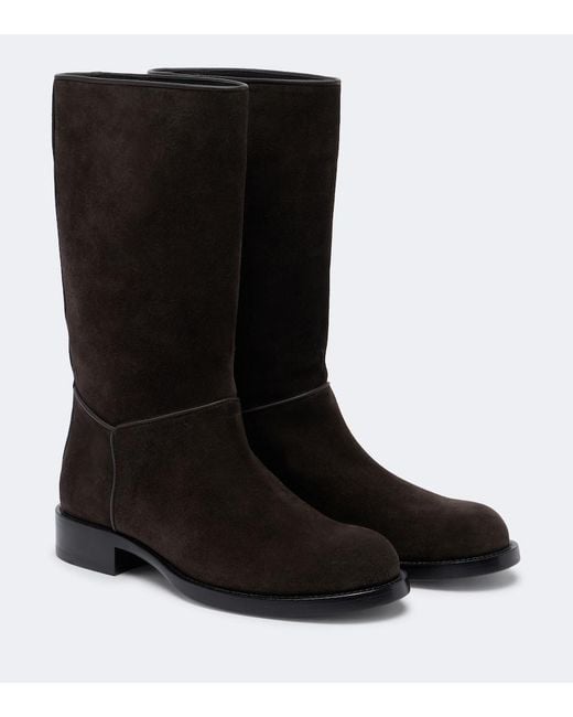 The Row Black Nobilis Suede Knee-High Boots
