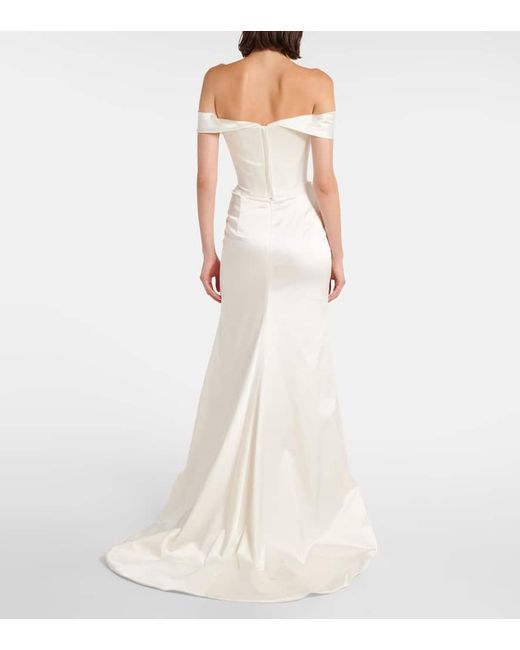 Bride - Nova Cora Satin Crepe Dress Vestido De Novia Bridal Gown Princess Satin Wedding Dress Court Train Bow Sleeveless Mermaid