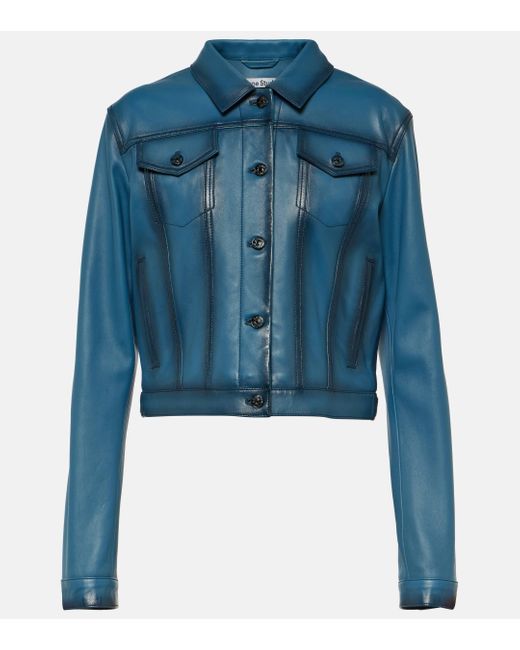 Acne Blue Leather Jacket