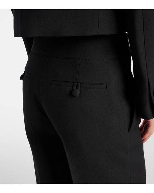 Valentino Black Wool And Silk Wide-Leg Pants
