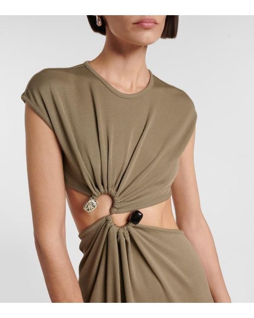 Christopher Esber Green S-Buckle Embellished Maxi Dress