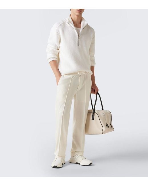 Tom Ford White Lace-Up Sneakers With Logo Patch for men