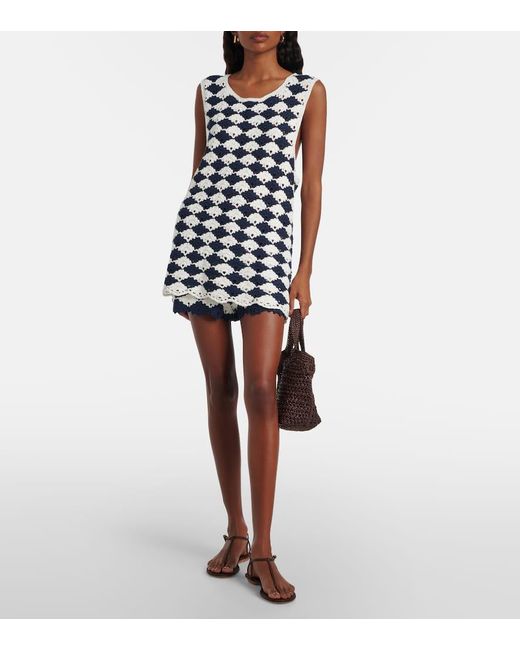 Farm Rio Blue Top Aus Haekelstrick