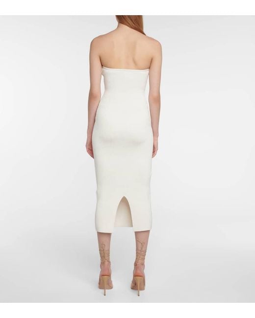 Galvan White Thalia Strapless Midi Dress