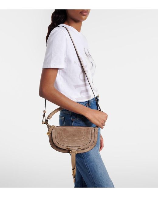 Chloé Brown Marcie Mini Suede Shoulder Bag