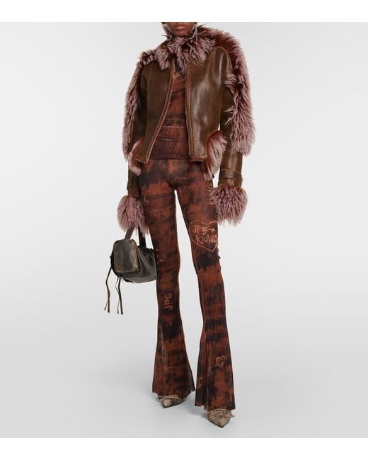 Jean Paul Gaultier Brown X Knwls Printed Mesh High-Neck Top