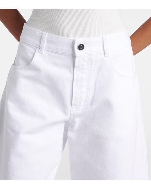 Alaïa White Mid-Rise Barrel-Leg Jeans