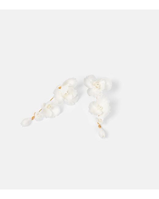 Jennifer Behr White Mariam Floral Drop Earrings